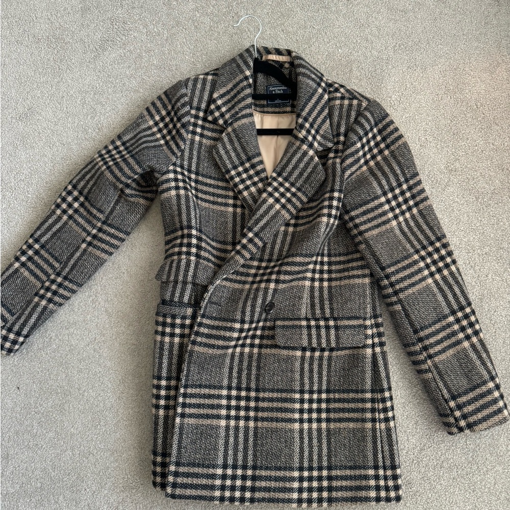 Plaid Double-Breasted Blazer